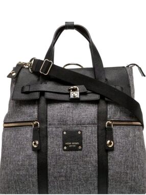 Henri Bendel Jetsetter 3-Way Convertible Backpack Grey Tweed Leather NWOT Rare